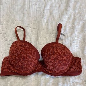 AERIE Real Power Rust Orange Plunge Push Up Bra SZ 36C